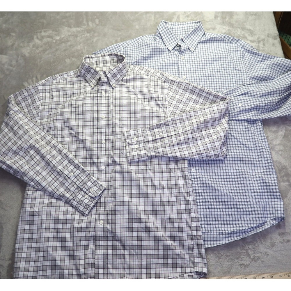 Lot of 2 Jos A Bank Traveler Traditional Fit Plaid Button Down Shirts Men's M - Picture 2 of 10